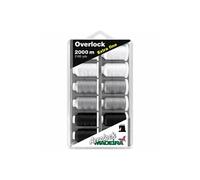 Fil de surjeteuse Aerolock n°180 - Boîte de 12 cônes 2000 m - Noir, Gris, Blanc