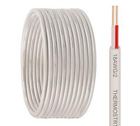 Fil de thermostat - Câble de circuit d'alimentation en cuivre massif 18 AWG à 2 conducteurs pour équipements de chauffage et de climatisation, sonnettes et autres applications basse tension intérieur
