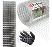 Fil de volière 19x19 mm 1,4 mm 1,0mx5m galvanisé - Grillage métallique pour clôture à mailles, grillage pour lapins, clôture soudée pour volière d’oiseaux, enclos extérieur, aide-plante, clôture de