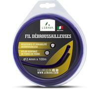 Fil debroussailleuse 2.4mm renforce ¿ ¿2,4mm x 100 m ¿ Fil Coupe Bordure Robuste et Durable ¿ Nylon renforcé avec Fibre de Verre ¿ Bobine de Fil debroussailleus 100% fabriqué en Italie