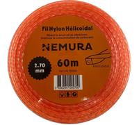 Nemura Fil Débroussailleuse Hélicoïdal Silencieux L: 60 m, Ø: 2,70 mm - Compatible avec d'autres marques - Haute Durabilité - Pièces Détachées de Qualité Professionnelle - Marque Française