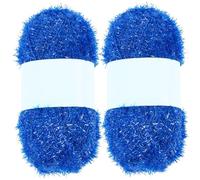 Fil d'éclat 2pcs Fil de paillettes en polyester à séchage rapide pour toustilles Truboo douces et confortables pour trésors, exfoliant des débarlettes, des fournitures de crochet et tricot, bleu |