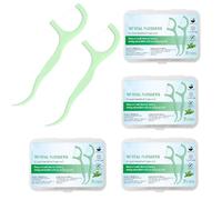Fil Dentaire,200 Pcs Dental Floss Fil Dentaires à la Menthe Porte Dental Floss avec Manche Cure Dents Plastique 4 Boîte Pour Les Soins Bucco-Dentaires,Le Nettoyage Des Dents