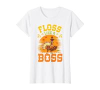 Fil Dentaire de Thanksgiving comme Un Patron de Dinde, pèlerin, Automne T-Shirt Graphique avec Valeur, Femme, Blanc, M