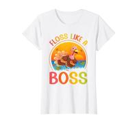 Fil Dentaire de Thanksgiving comme Un Patron de Dinde, pèlerin, Automne T-Shirt Graphique avec Valeur, Femme, Blanc, L