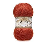 Fil doux 20% laine 80% acrylique Alize Angora Gold pour crochet Lot de 2 pelotes 200g 110m Tricot à la main pour dentelle Fil turc (36 Terra)
