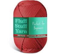 Fil doux pour crochet et tricot, fil pour débutant avec coutures faciles à voir, 227 m de fil amigurumi en mélange coton/nylon pour t-shirt, poids 4, bordeaux