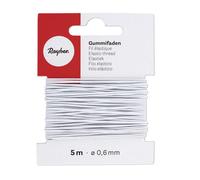 Rayher 8909002 caoutchouc fils, 0,6 mm, carte 5 m, weiß