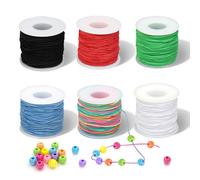 Fil Elastique pour Bracelet,6 Rouleaux de Fil Bracelet,Elastique Bracelet,Fil Elastique pour Bracelet Resistant 1mm x 50m,Scoubidou Fil,Fil Nylon pour Bracelet,Fil Bracelet Brésiliens,Corde Elastique