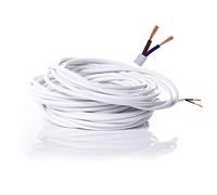 Fil électrique/2 Core Support PVC Secteur électrique Fil de Cuivre de Câble Haute Résistance à la Température 2 x 0,75 mm² Câble d'alimentation-10 Metre Longueur de Coupe Flexible Bassin Câble Blanc