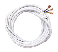 Fil électrique/3 Core Ronde PVC Secteur électrique Fil de Cuivre de Câble Haute Résistance à la Température Câble 3x0,75 mm² Twin et Câble de Terre - 5 Metre Longueur de Coupe Flexible - Blanc