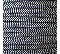 Fil Electrique 3 CORREUR 0.75MM2 Tissu Câble Couvert Cordon Vintage De Lumière Fil Électrique Textile D'alimentation Flexible(Black white zigzag,10m)