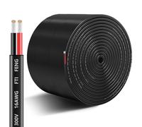 Fil électrique de calibre 16 à 2 conducteurs, 16 AWG, cordon en PVC toronné à 2 fils, basse tension/sans oxygène 12 V, câblage 16/2 en cuivre étamé 16/2 pour bandes LED marines automobiles (91,4 m)