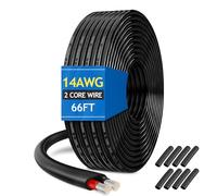 Fil électrique en cuivre étamé sans oxygène de calibre 14, 20 m, 14 AWG, 2 conducteurs multibrins OFC avec gaine en PVC, câble flexible pour automobile, voiture, cinéma maison, lampe, câble marin