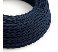 Fil Électrique Torsadé Gaine De Tissu De Couleur Bleu Marine TM20-1 Mètre, 2x0.75