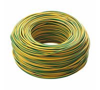 Fil électrique unipolaire 1 x 6 mmQ 6 FS17 Cordon jaune/vert Câble Alimentation Fil de Cuivre Différentes dimensions (50 mètres)