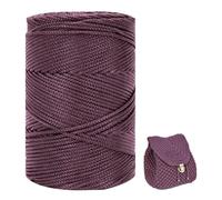 Fil en polyester 3 mm X 225 m, fil à macramé 3 mm, bande de macramé, fil en polypropylène, corde de macramé tressée colorée, fil à crocheter pour tricoter, décoration DIY artisanat (rouge gomme)