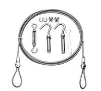 Fil Enduit de PVC en Acier Inoxydable 304 de 4 mm avec Crochet d'expansion et Manchon en Aluminium, 2-5 m for Un Usage Domestique extérieur intérieur(Length 5 Meter)