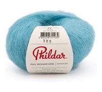 Phildar - Pelote de Laine Phil Mohair Soie - Laine à Tricoter - 30% Soie,70% Mohair - Aiguille n°5 - Couleur Lagon