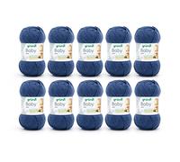 Fil Gründl Baby uni (fil spécial bébé pour tricot & crochet, certifié OEKO-TEX robuste et facile d'entretien, 70% acrylique et 30% polyamide, 50 g / 150 m, aiguilles n° 3 ½ à 4 ½, 10 x 50 g), jeans