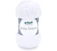 Gründl Laine Baby Dream (fil à tricoter et à crochet douillet en 100% polyester, 50 g/136 m, taille des aiguilles 5 à 6, 1 x 50 g), blanc