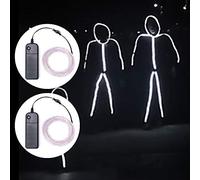 Fil LED Néon EL pour Costume de Nuit Décoration Lumineuse Cosplay, Lot de 2 Cordon Lumineux Pliable Flexible de 3 Mètres avec Boîte à Piles, pour Cosplay, Fête, Halloween, Noël, Décoration Murale