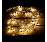 Fil lumineux en perles avec 8 brins et 80 micro-LED Blanc chaud