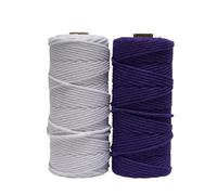 Fil Macramé Cordon de macramé en Coton coloré 3,0 mm 100 m, Corde torsadée Douce for Le Tissage Bricolage, tenture Murale, Cintre for Plantes et Fournitures décoration intérieure Boho(Set013-2PCS)
