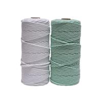 Fil Macramé Cordon de macramé en Coton coloré 3,0 mm 100 m, Corde torsadée Douce for Le Tissage Bricolage, tenture Murale, Cintre for Plantes et Fournitures décoration intérieure Boho(Set030-2PCS)