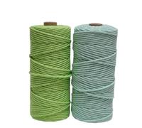 Fil Macramé Cordon de macramé en Coton coloré 3,0 mm 100 m, Corde torsadée Douce for Le Tissage Bricolage, tenture Murale, Cintre for Plantes et Fournitures décoration intérieure Boho(Set005-2PCS)