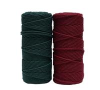 Fil Macramé Cordon de macramé en Coton coloré 3,0 mm 100 m, Corde torsadée Douce for Le Tissage Bricolage, tenture Murale, Cintre for Plantes et Fournitures décoration intérieure Boho(Set035-2PCS)