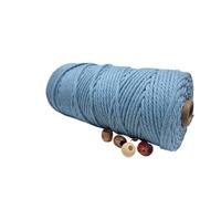 Fil Macramé Fil de Corde en Coton macramé Naturel 3mm, Couleur Naturelle, for tenture Murale, Bricolage, Tricot Fait à la Main, Fournitures for Animaux Compagnie d'escalade Chat(22Soft Blue-1pc)