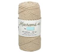 Fil macramé tressé - Beige - 5mm - 40m - 90% coton recyclé - Haute qualité