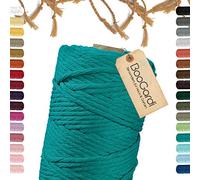 Fil macramé - Turquoise 5 mm x 100 m - 3 mm ou 5 mm - Plusieurs couleurs - Cordon en coton - Cordon de coton - Pour bricolage - Cordon de serrage