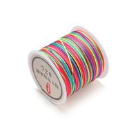 Fil Perlé Cordon en Nylon de 10 m/Rouleau, 0,8 mm, for la création de Bracelets, Pompons et Bijoux DIY.(Rainbow)