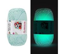 Fil phosphorescent en polyester épais 2 mm pour tricoter à la main tapis, pull, chapeau, laine (bleu layette) - 200 g