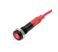Fil pilote pour lampe de signalisation 1pc 6mm mini 12v 24V LED métal voyant lumineux plat pilote lampe de signalisation rouge vert bleu orange blanc avec câble de 20cm(Silver Red 12V-24V)