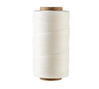 Fil rond en polyester thermocollé ciré - 0,55 mm - Corde cirée rigide haute résistance pour la fabrication de bijoux en cuir, couture, reliure, bracelets et macramé - Blanc