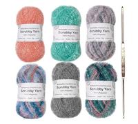 Fil Scrubby - 6 Couleurs Assorties Fil Spar-kle Scrubby | Assortiment De Fils De Polyester Scrubby Shine | Fil De Tissage Au Crochet Pour Le Crochet, Le Tricot (B)
