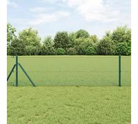 vidaXL Clôture de jardin Clôture en fil soudé Vert acier 0,8 x 25 m