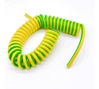 Fil spiralé à ressort, Câble de terre spiralé rétractable jaune-vert 18 AWG 0,5 mm², 1 conducteur, extensible 11 à 20 m(Stretch 11 Meters)