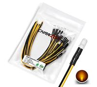 [Fil UL] Chanzon 20 pcs Pré-câblés 5mm Jaune LED Diode Lumières (Lentille Ronde Givrée Diffuse DC 12V) avec 680 ohms 1/4 W Résistance et 24 AWG Fil Indicateur Lumineux Diodes Émettant Éclairage 5mmled
