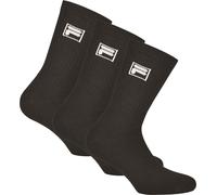 FILA 3 paires de chaussettes unies - Chaussettes de tennis en éponge, chaussettes d'équipe, ceinture avec logo, 35-46 noir 39-42 (6-8 UK)