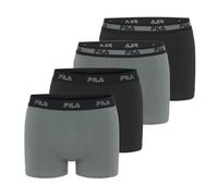 Fila Boxer Homme Coton, Caleçon Homme, Hypoallergénique & Stretch (Lot de 4), Taille S - Kaki/Noir