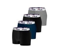 Fila Boxer Homme Coton, Calecon Homme, Respirant, Stretch (Lot de 4), Bleu, Noir, Gris Taille S