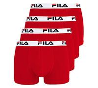 FILA Boxer pour homme, 4 pièces, rouge, XL, couleur unie, mélange de coton élastique, sans couture, double zone avant