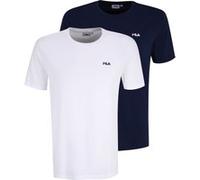 FILA Brod Double Pack T-Shirt, Blanc Vif/Bleu médiéval, S Hommes