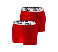 FILA Caleçon Homme Coton, Boxer Homme, Agréable, Ajustement Parfait (Lot de 2), Rouge, Rouge, Taille L