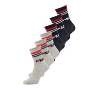 FILA Chaussettes de sport gris chiné / rouge / noir, Taille 43-46