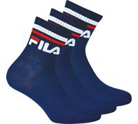 FILA Chaussettes unies, 3 paires Quarter - Chaussettes courtes, sport, logo à la taille, bleu uni 39-42